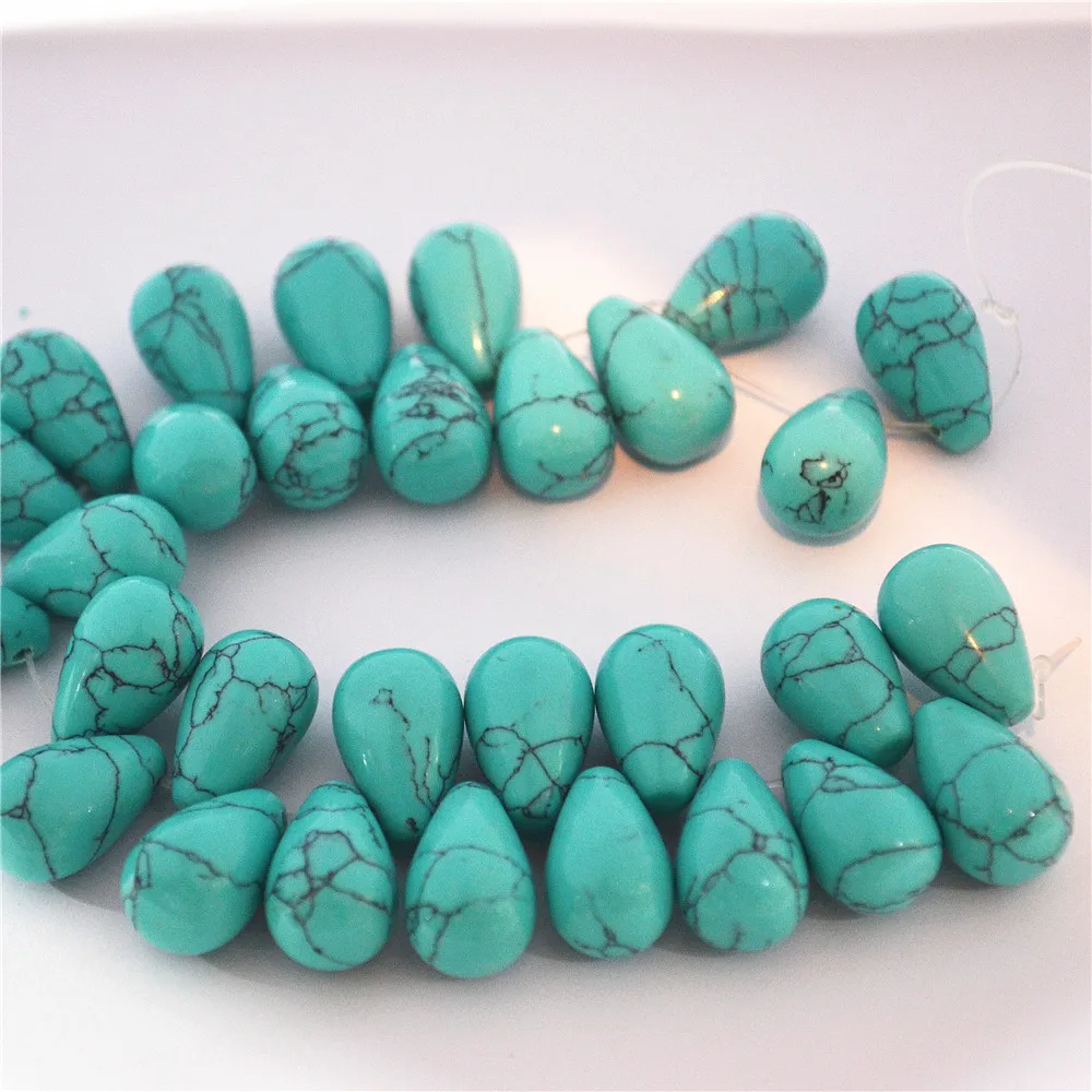 28 шт. Натуральный Камень капли воды груша Форма Бусины синий Howlite камень из бисера