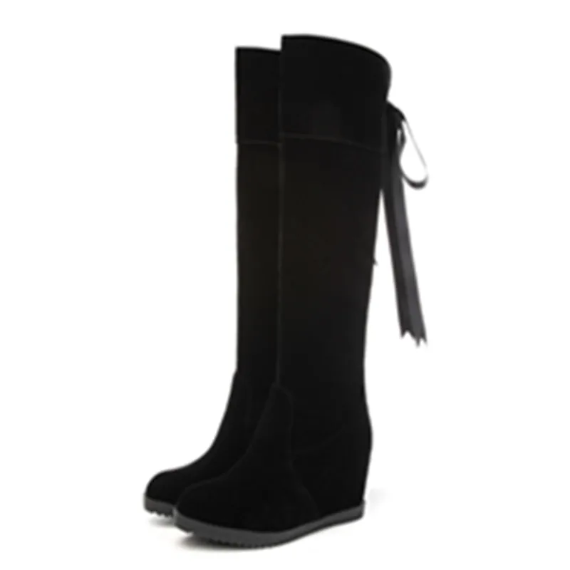 

Smeeroon 2020 new women boots round toe high heels knee high boots for women autumn winter boots slip on party shoes black
