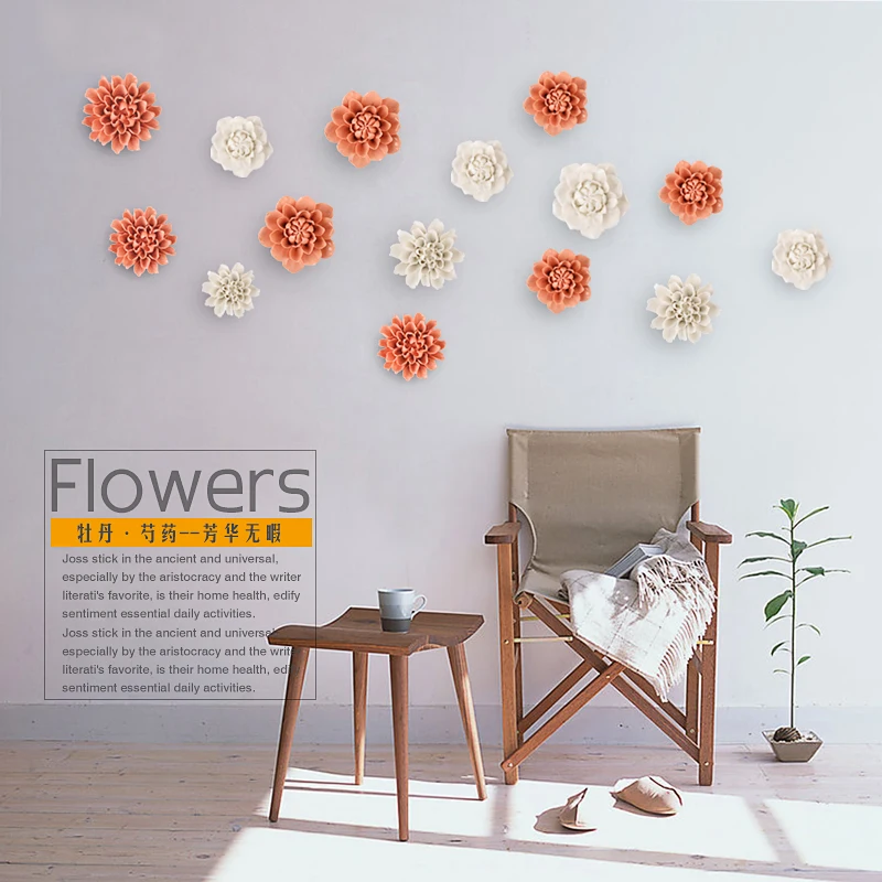 

White Peony decorative wall flower dish porcelain decorative plate vintage home decor handicraft crafts room decoration figurine