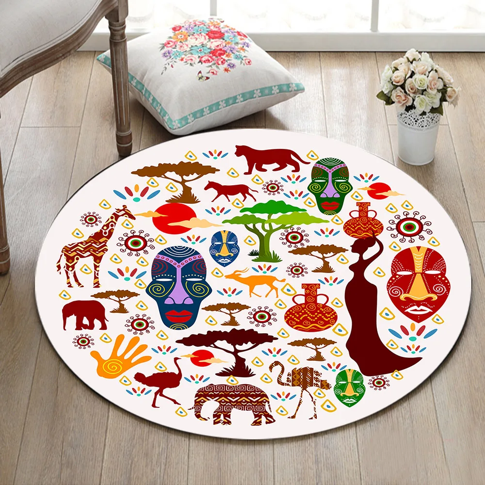 LB забавные африканские женские животные деревья белые круглые напольные подушки