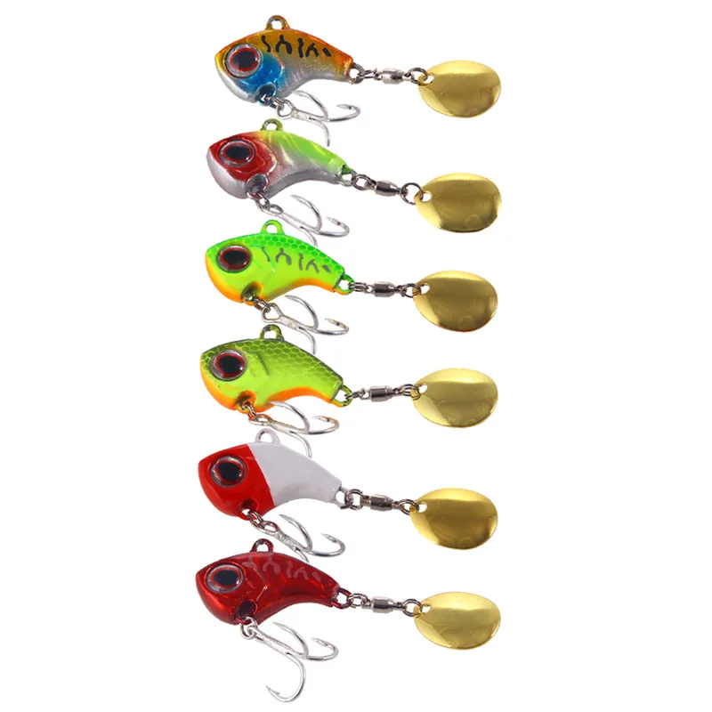 

6pc Metal Mini VIB With Spoon Fishing Lure 8g 11g 15g 21g Sinking Lures Rotating Tail Fishing Tackle Crankbait Vibration Spinner