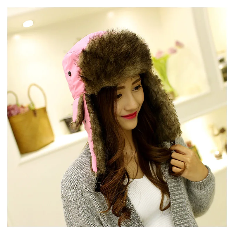 

New Arrival Thickening Russian Hat For Women Men Unisex Trapper Hat Earflap Cap Faux Fur Bomber Hat