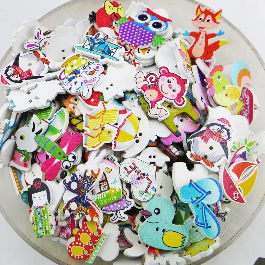 

25PCS Colorful 2Hole Wooden Buttons For Scrapbook Crafts DIY Baby Children Clothing Sewing Accessories Decoration
