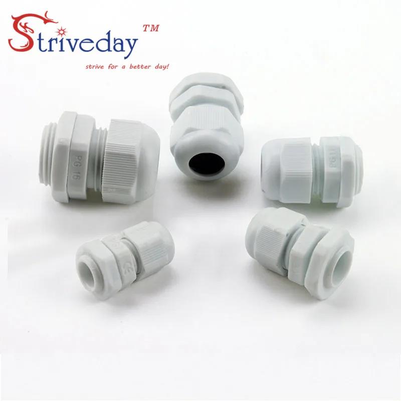 50 шт./лот Белый Черный PG9 нейлоновый кабельный сальник для герметизации провода