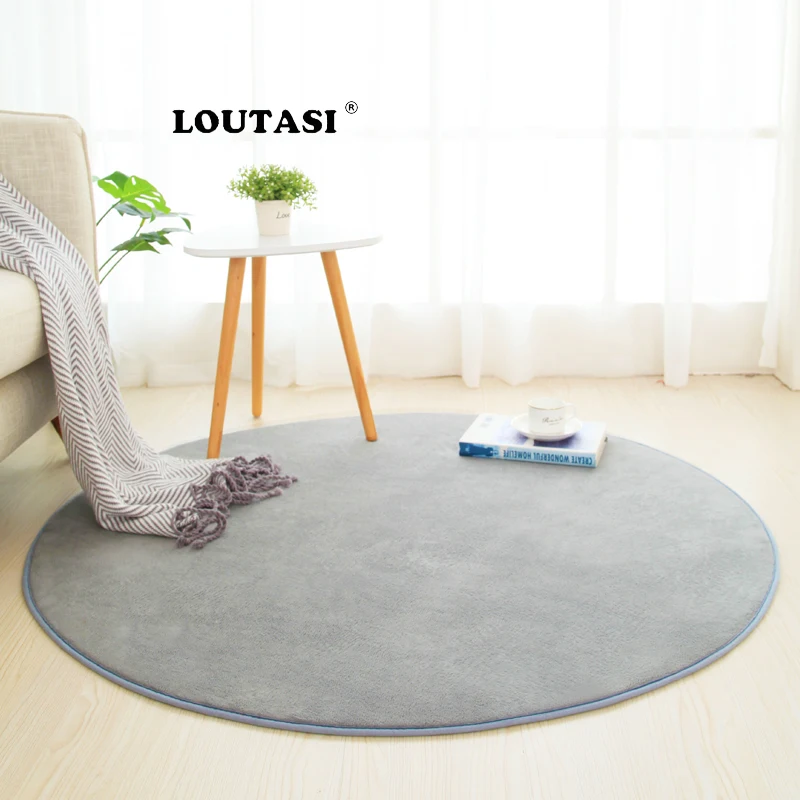 LOUTASI круглый коралловый флисовый ковер противоскользящие однотонные коврики