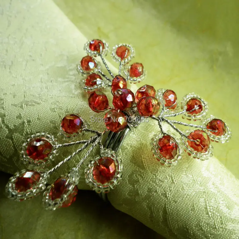 

acrylic flower napkin ring with glass beads