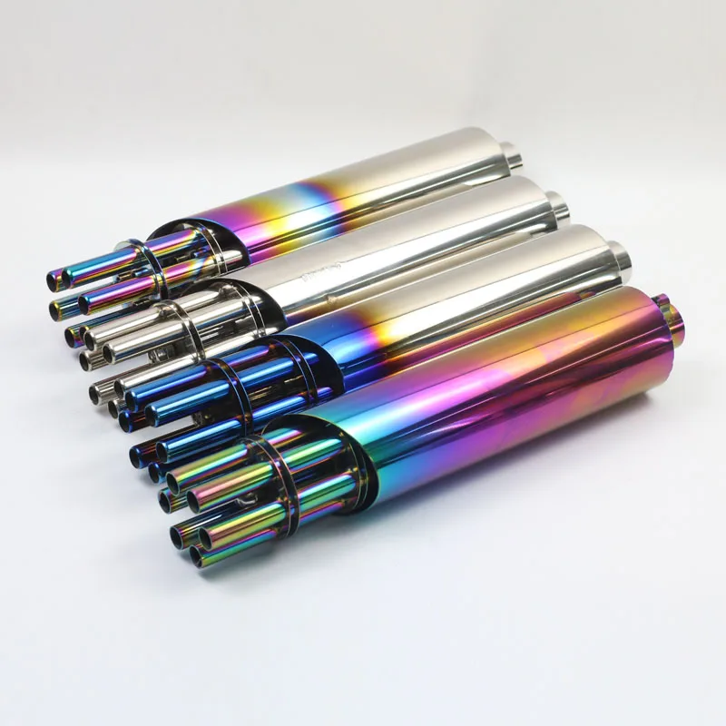 

32.5MM Inlet Motorcycle Exhaust Pipe Stainless Steel Gatling Gun Style Motorbike Scooter Exhaust End Pipe Muffler AK102