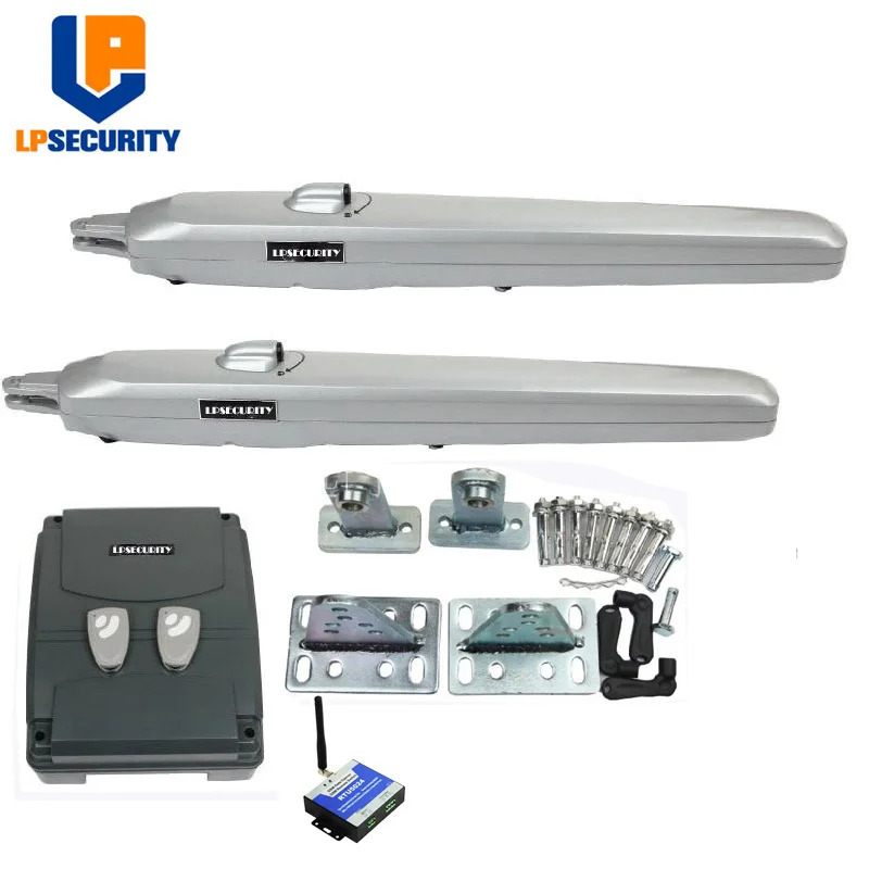 

LPSECURITY 350KGS 24V DC forsee сверхмощный низковольтный двойной распашной ворот с датчиком, GSM, опцией лампы