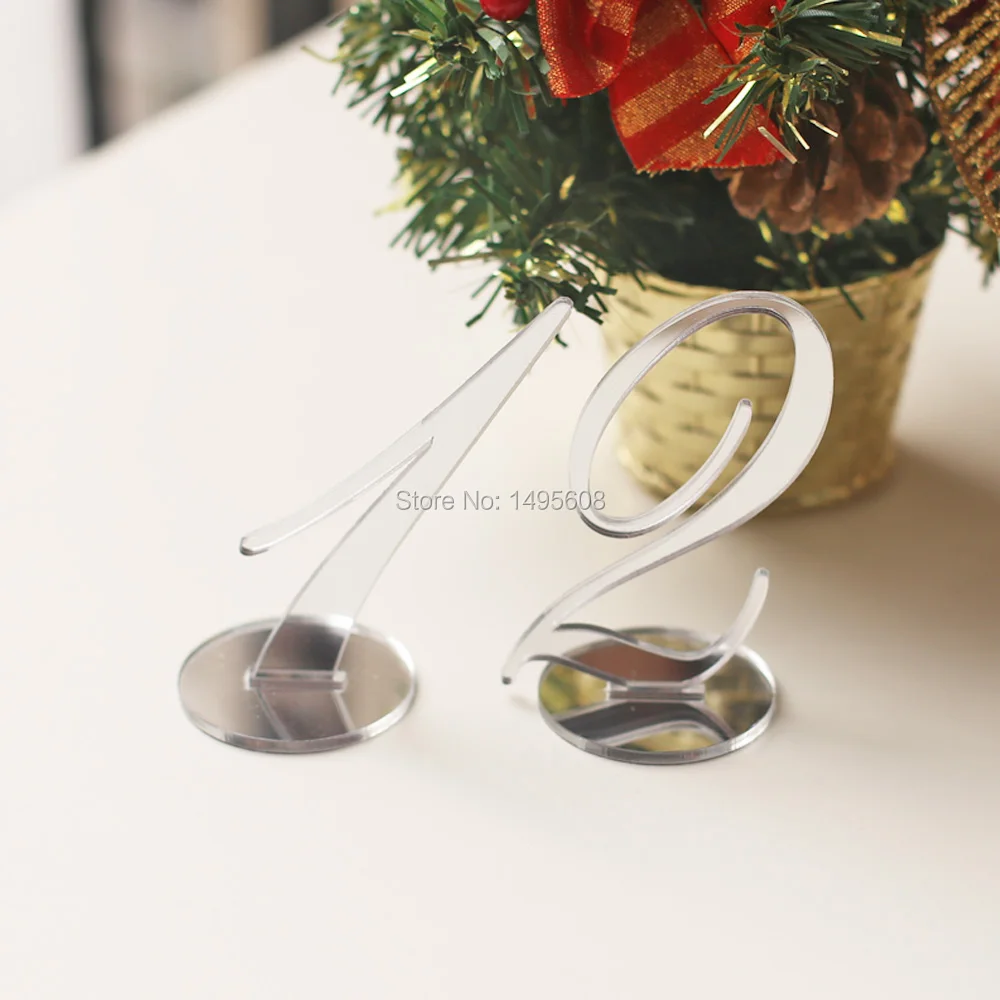 Акриловая искусственная кожа серебряные зеркальные цифры стола украшения