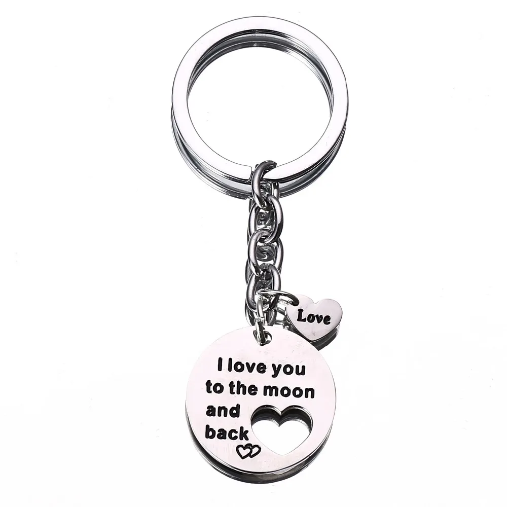 Брелок из нержавеющей стали с надписью I Love You To The Moon And Back Heart|heart keychain|couple keyringkeyrings