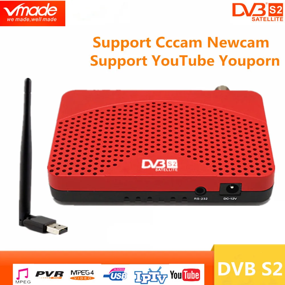 DVB S2 Мини ТВ приставка цифровой спутниковый ресивер Поддержка Biss Youtube IP tv Cccam USB 2 0 +