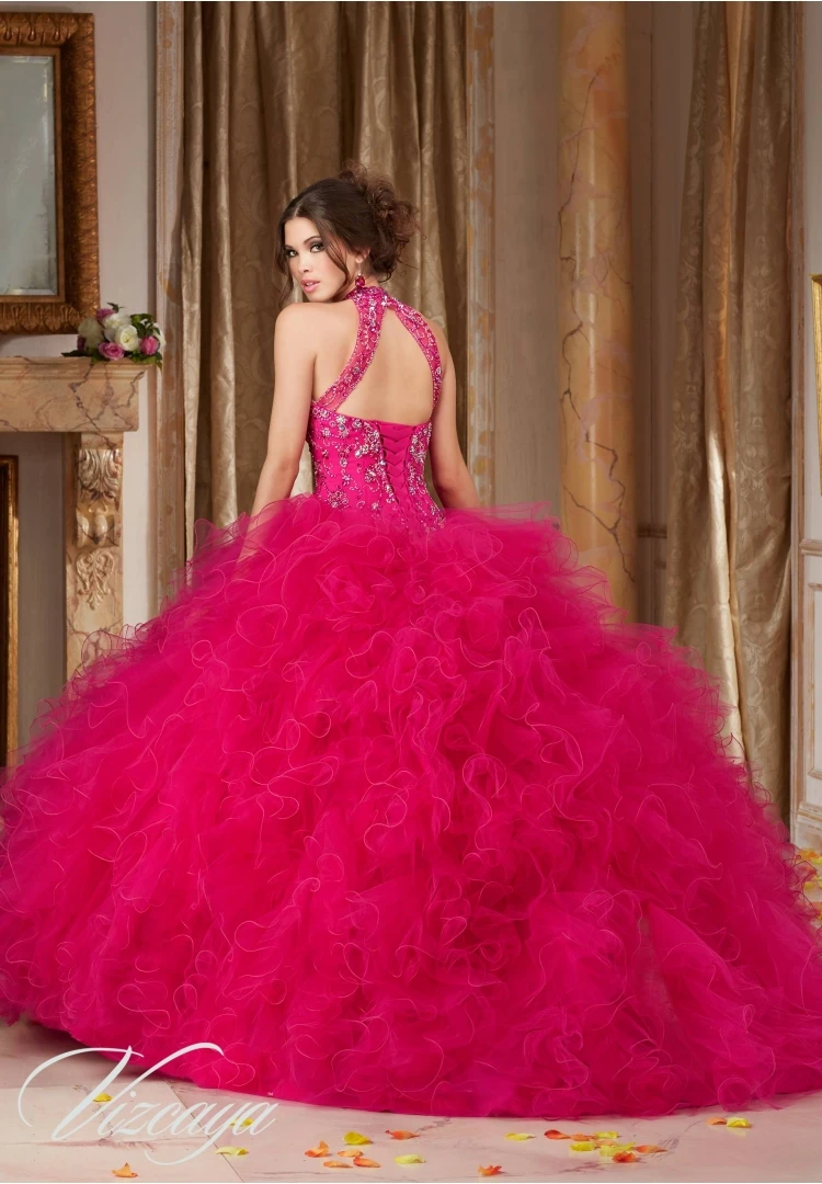 Повод королевский синий пышное платье с бусины раффлед сладкий 16 vestido дебютантка