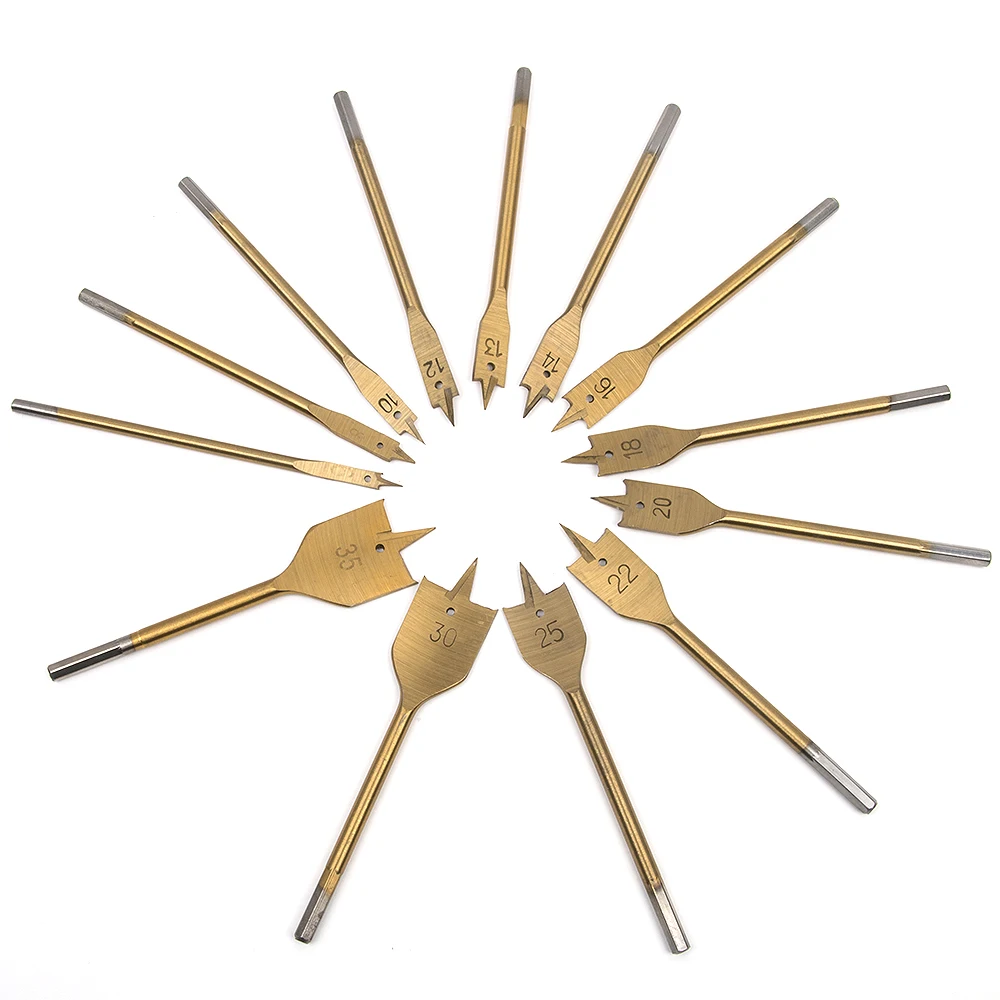 13 шт. шестигранный хвостовик с титановым покрытием древесина плоское сверло для