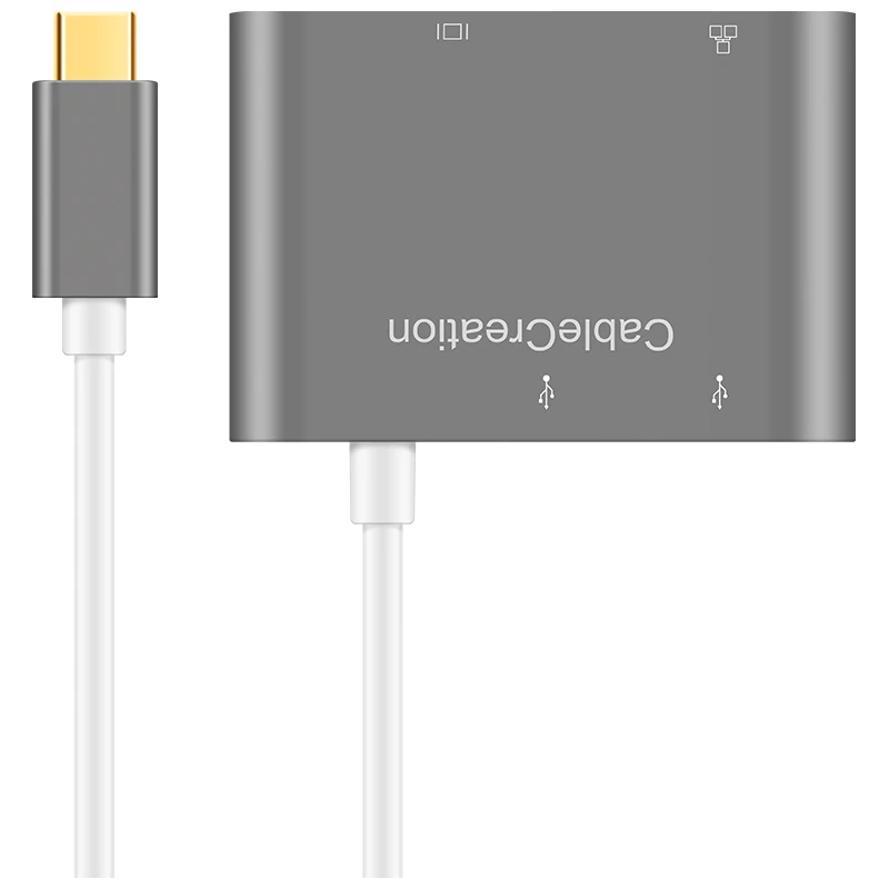 USB C к VGA Type (Thunderbolt 3 совместимый) Ethernet 2 порта 0 многопортовый адаптер типа для Mac