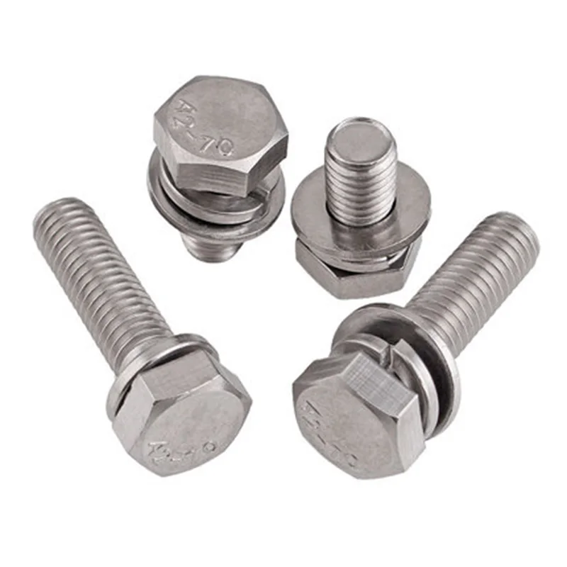 

2pcs M8 M10 304 stainless steel Trimmed hexagonal three combination screw Hexagon screws bolt 16mm-30mm Length