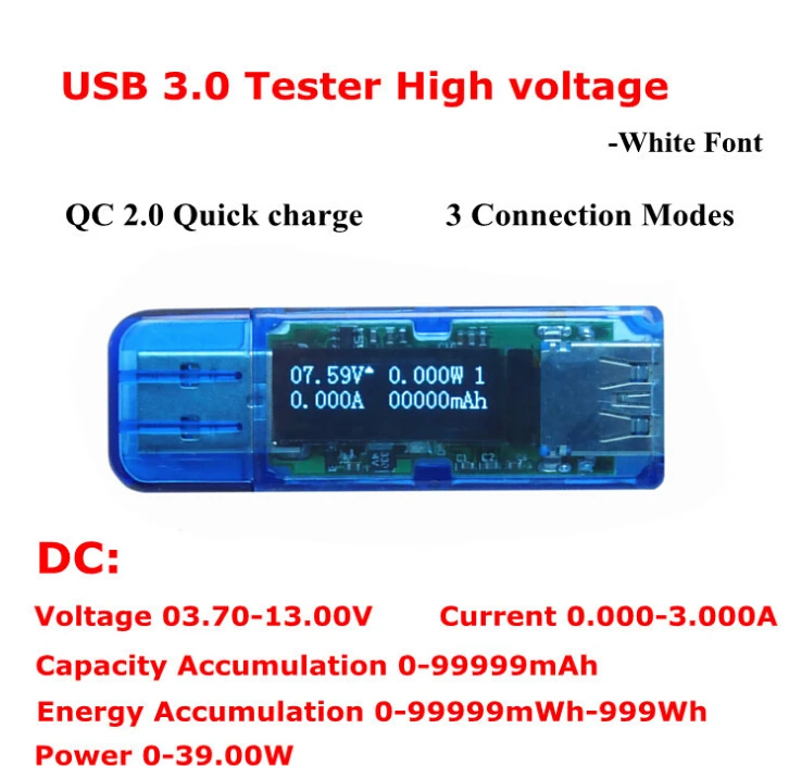 USB 3 0 Высокое напряжение белый 4 бит oled детектор цифровой вольтметр Амперметр