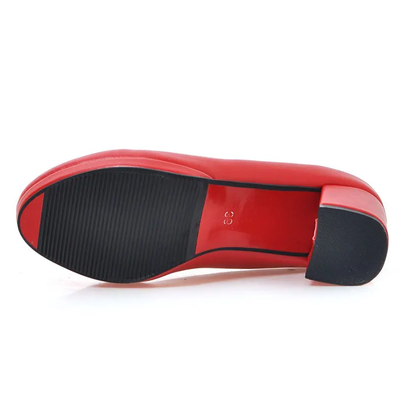 

Fanyuan Size 32-43 3 Colors women High Heels shoes Round Toe Patent Leather Thick High Shoes Women Pumps classic Dress Footwears