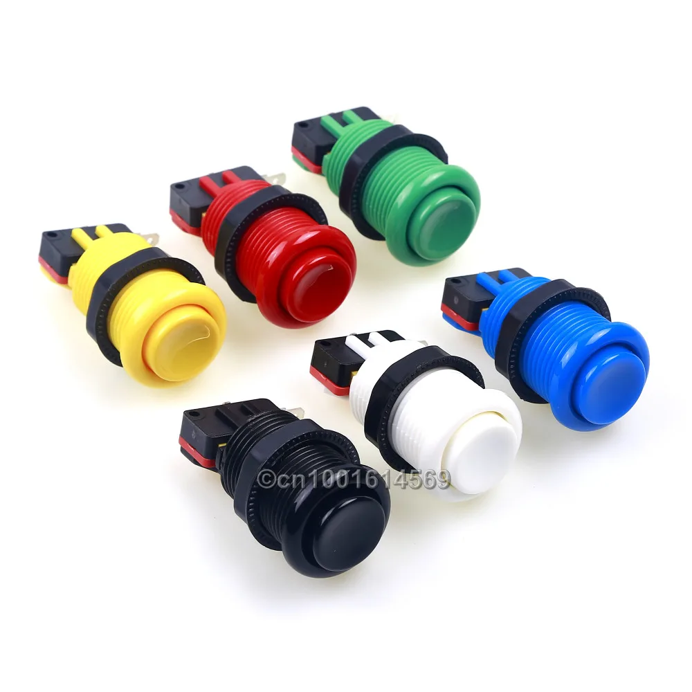 

Reyann 30mm 6pcs Happ Arcade Push Button Built-in Micro Switch To Jamma Game Long Switch Multi & Raspberry Pi 3 Game 6 Color