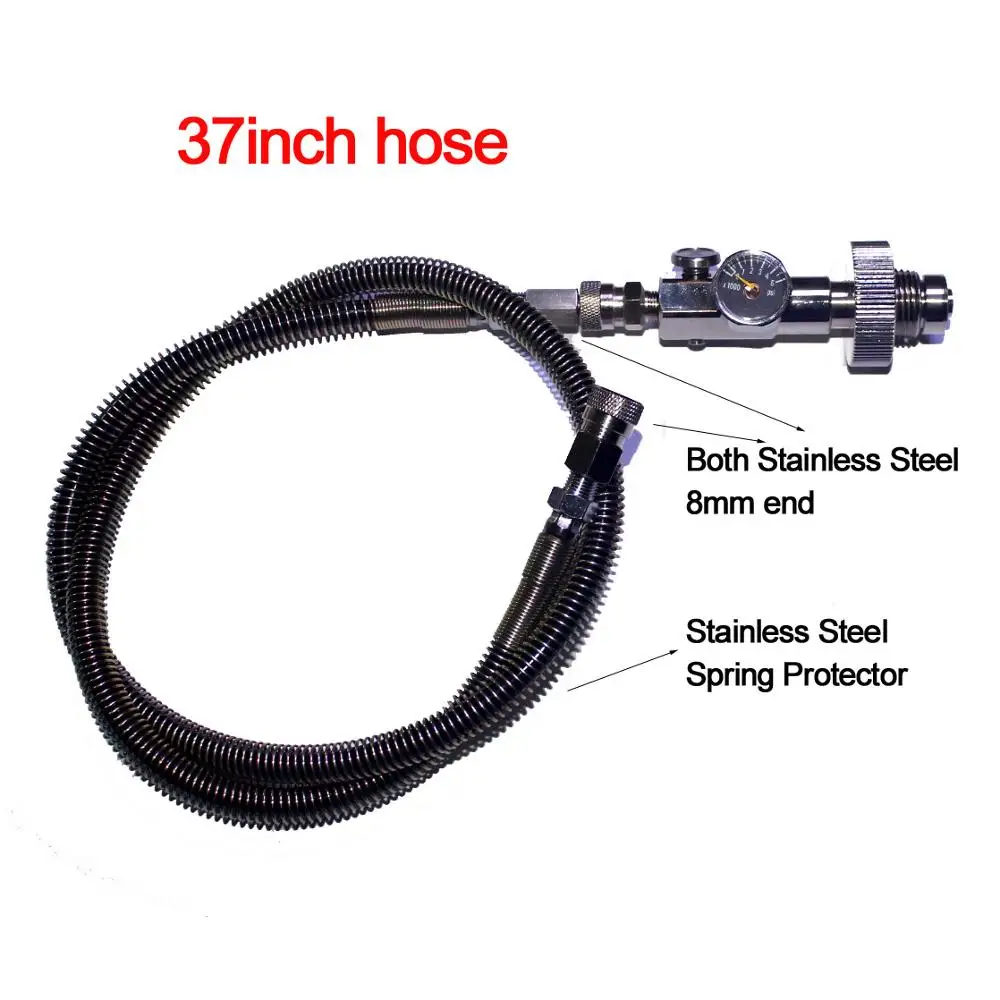 37inch black hose Пейнтбол страйкбол PCP стрельба HPA и акваланга пневматическая станция адаптер HPA DIN клапан с 10 ''24" 3" нержавеющая плетеный шланг - Цвет: 37inch black hose
