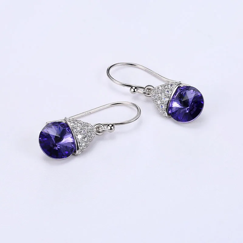 Женские серьги с кристаллом Swarovski элегантные круглые серьги-подвески из
