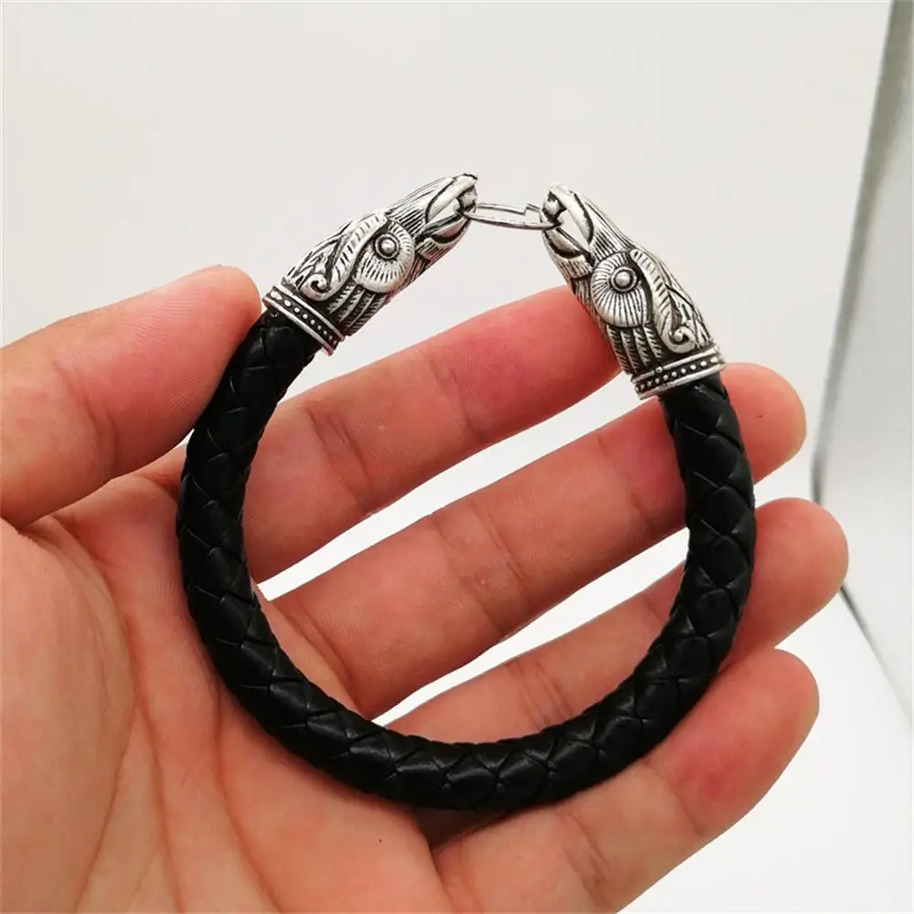 Винтажный кожаный браслет Viking Raven языческие ювелирные изделия smybol 2018 новинка 1 шт.