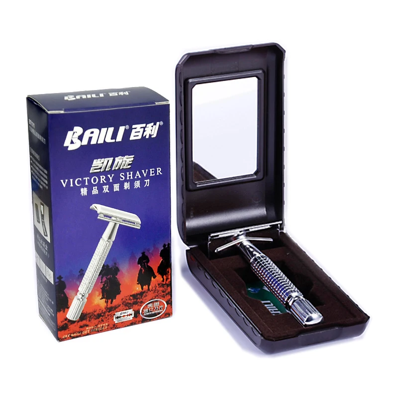 Бритва мужская с двойным лезвием Классическая Ручная бритва серебристого цвета