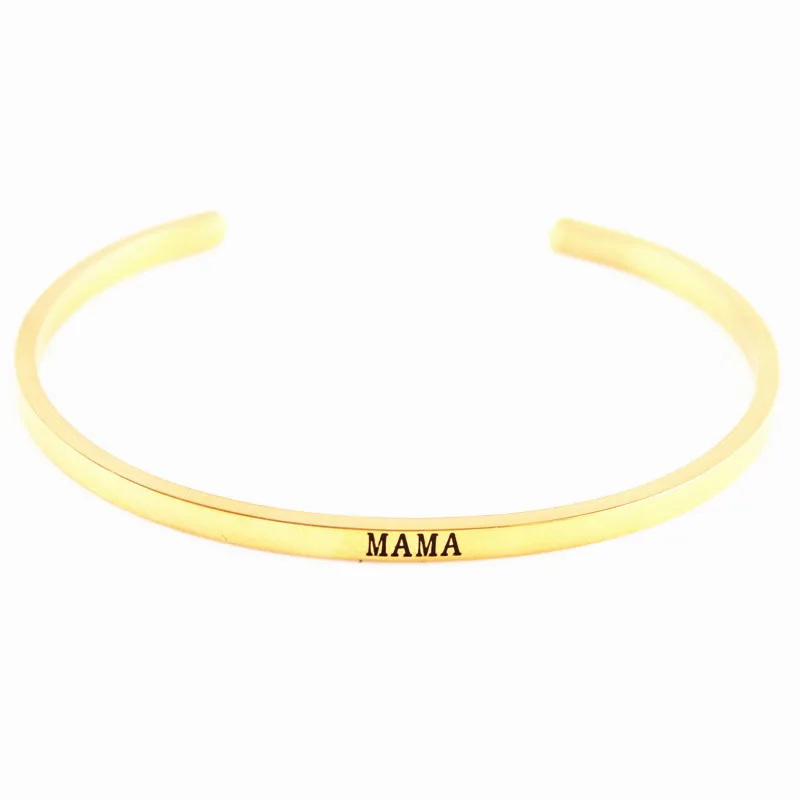 Newest Quotes Mantra Bracelets Stainless Steel Open Cuff C Shaped Bangle Women Female Bar Party Jewelry Gift Fashion Bracelet | Украшения и