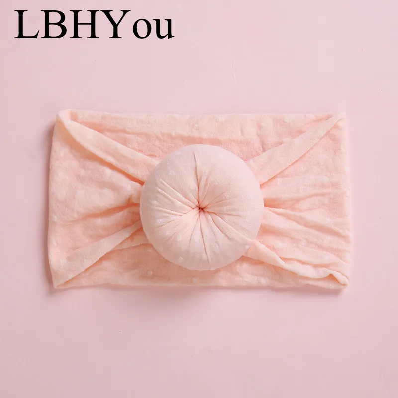 Peach 1pcs Newborn Baby Girls Dount Wide Nylon Headbands,Super Soft Dot Prints Nylon Turban Headwraps,Princess Girls Hair Accessories - Цвет: Peach