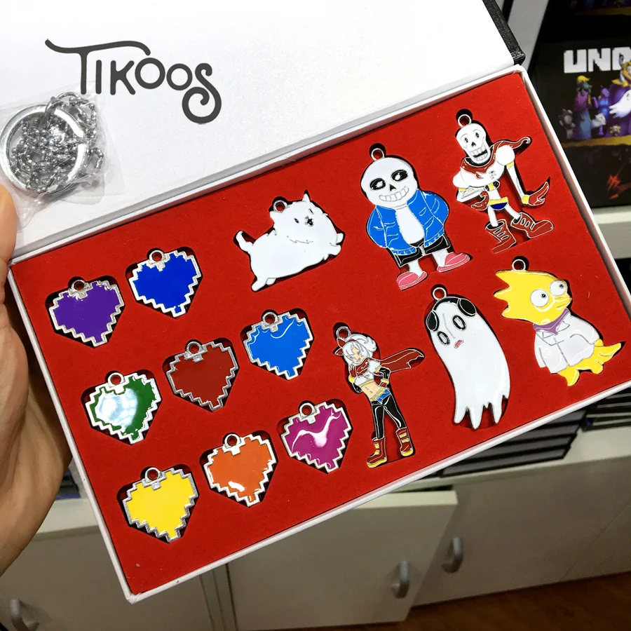 Новинка, набор Undertale, Toriel Sans Papyrus Undyne Alphys Mettaton Flowey Asriel, фигурка, кулон, модное ожерелье, брелок, брелки