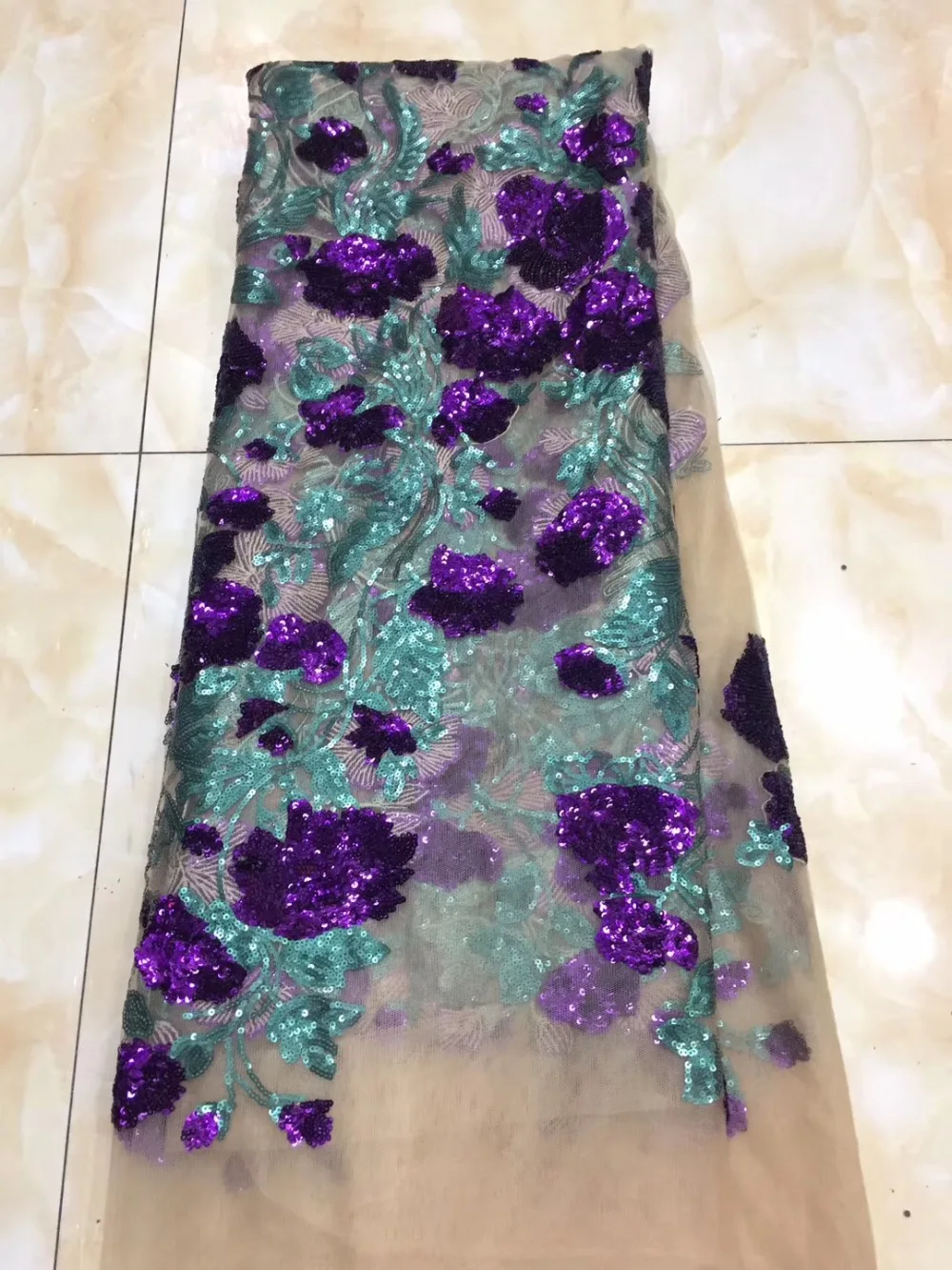 Фиолетовые африканские блестки кружева ткань 2018 вышитые нигерийские 3D талевая