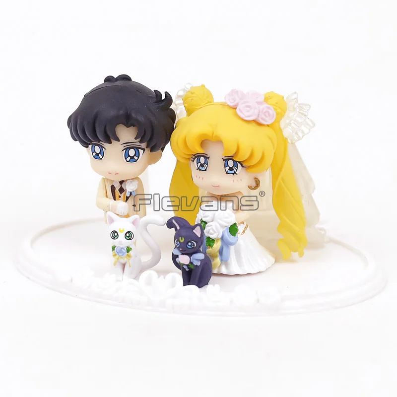Сейлор Мун маленький шара Pretty Guardian! Счастливые свадебные фигурки Mamoru Usagi Artemis Luna 4