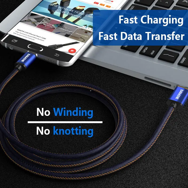 Кабель Micro/Type C USB SAMZHE для зарядки телефонов Android быстрая зарядка 0 25/0 5/1/1 5/2 м XIAOMI HUAWEI