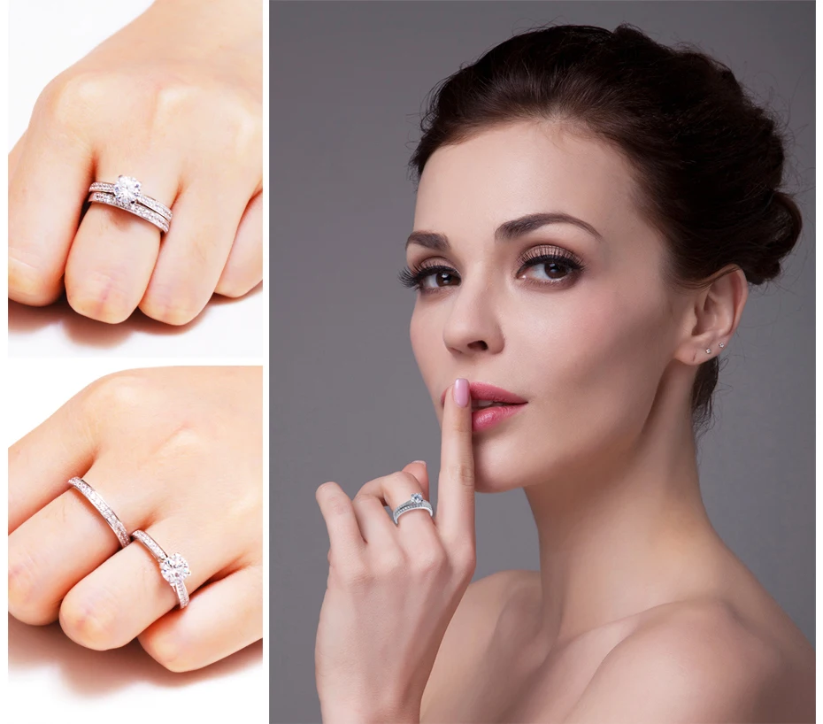 Jewelrypalace 1.3ct кубического циркония Юбилей обручальное Обручение пасьянс кольцо Свадебные Наборы для ухода за кожей 925 стерлингов Серебряные ювелирные изделия