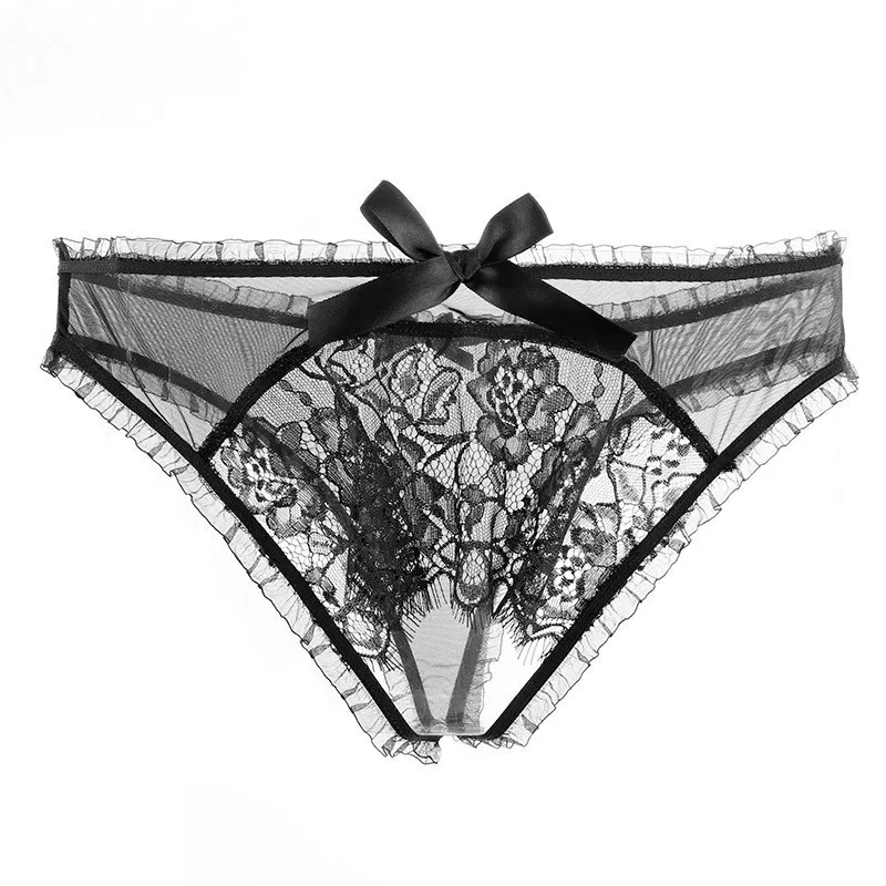 M L Plus Size Sexy Lingerie Lace Transparent Erotic Panties Women's Sexy Underwear Crotchless Panties Open Crotch Sex Thongs