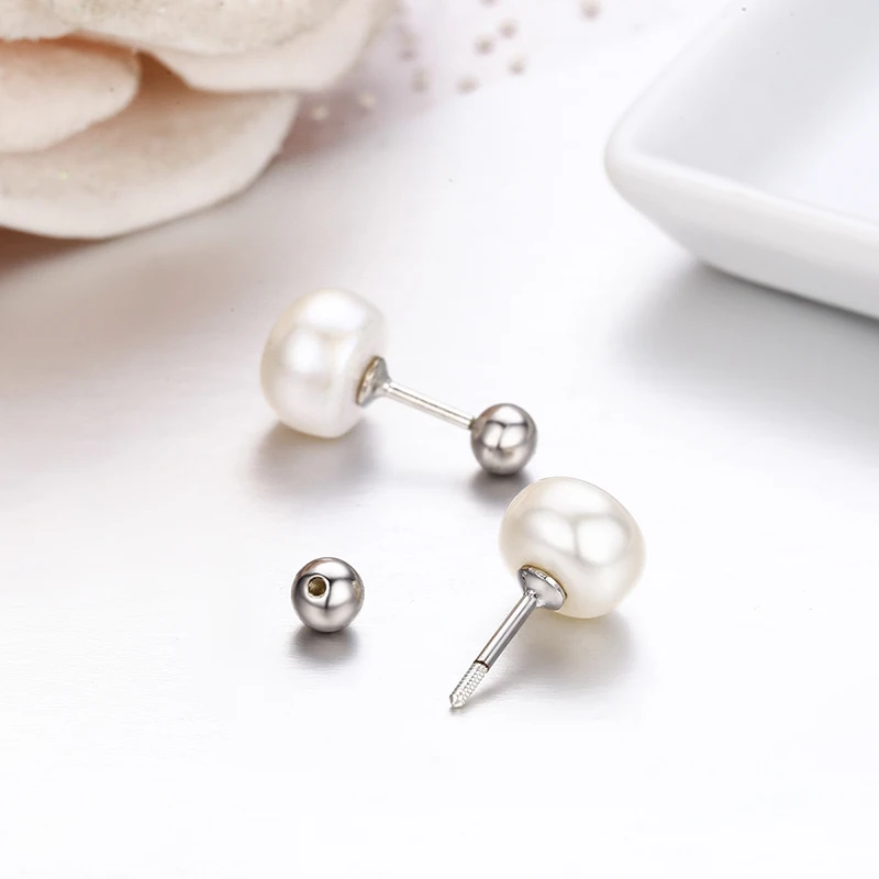 Женские серьги гвоздики из серебра 925 пробы с белым жемчугом|stud earrings|stud earrings for