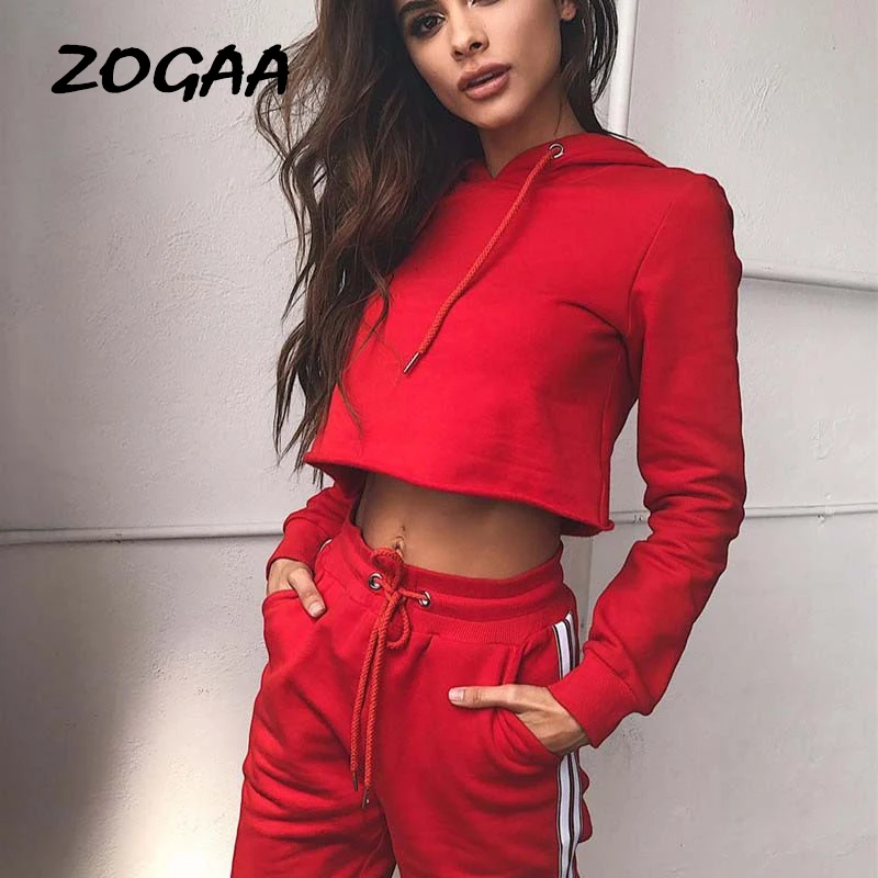 Женский Повседневный хлопковый комплект ZOGAA желто-красный повседневный одежды с