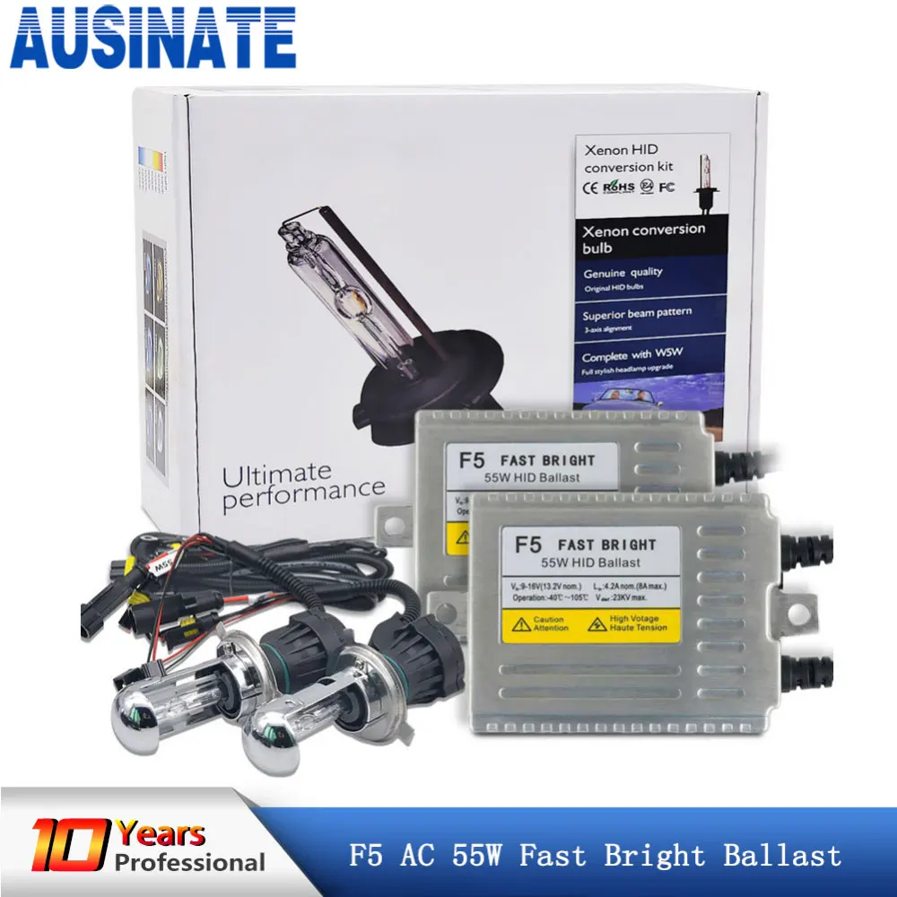 Bi Xenon H4 0 1 секундный Быстрый Яркий F5 AC 12v 55w фара bi xenon hid комплект 9003 Hi Lo 6000k 5000k 4300k|bi