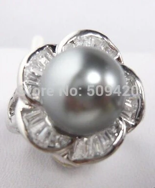 Горячая Распродажа модное свадебное кольцо с натуральным жемчугом 10 мм серое