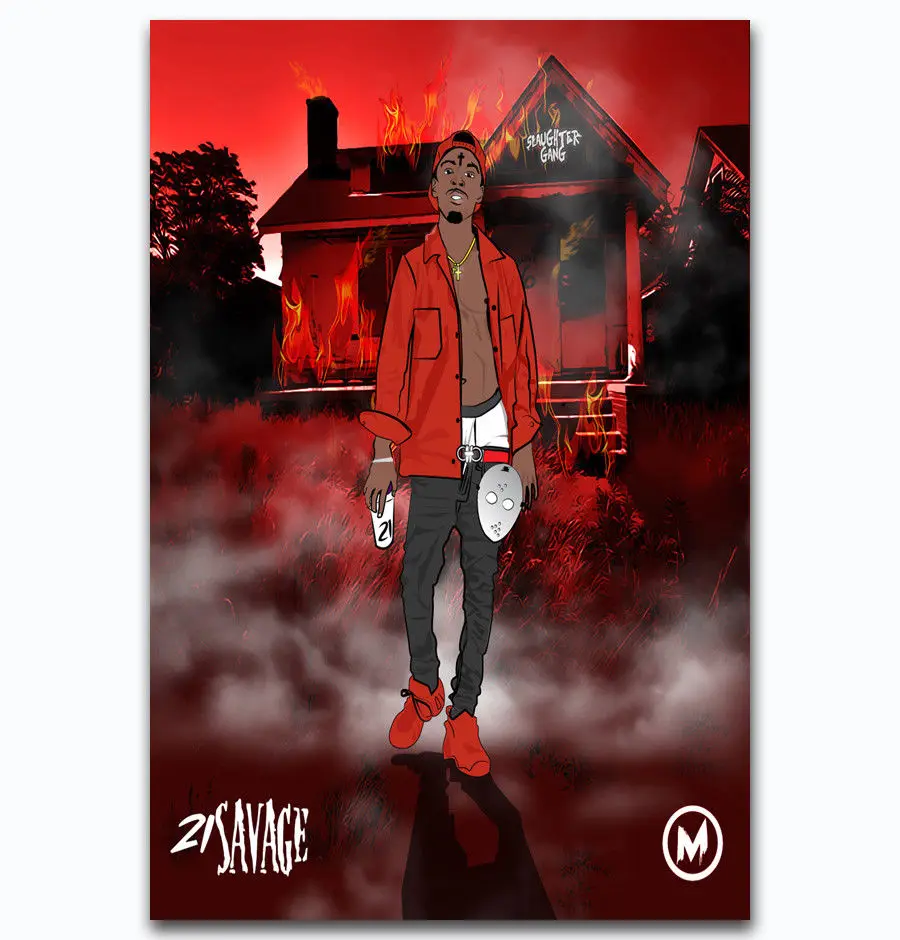 Новый 21 Savage убоя Gang реперские кепки музыка шелковое искусство постер на стену