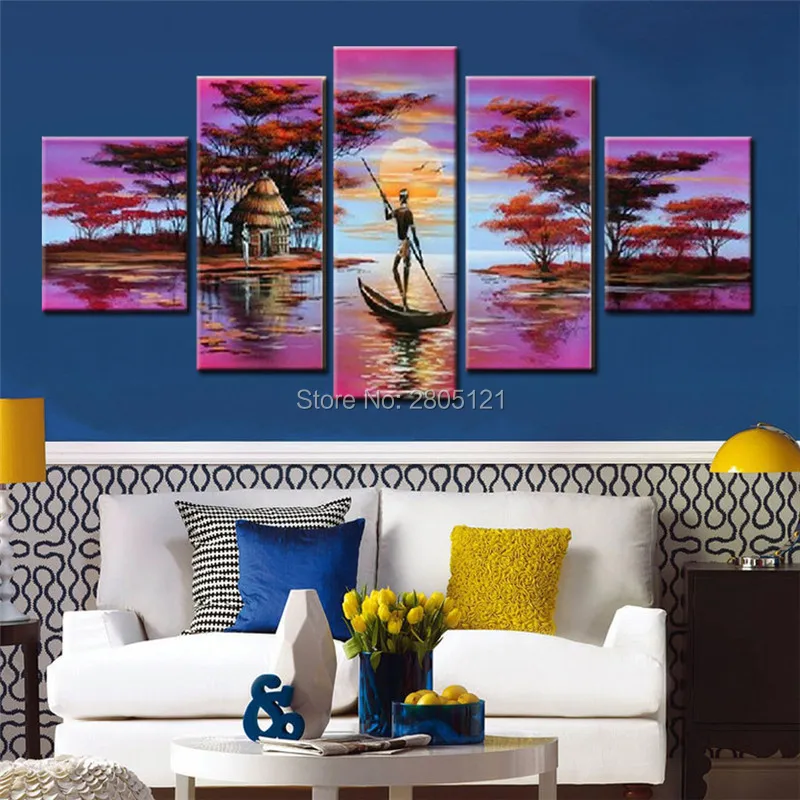 Ручная живопись фиолетовые пейзажи Африки картина маслом на холсте в виде