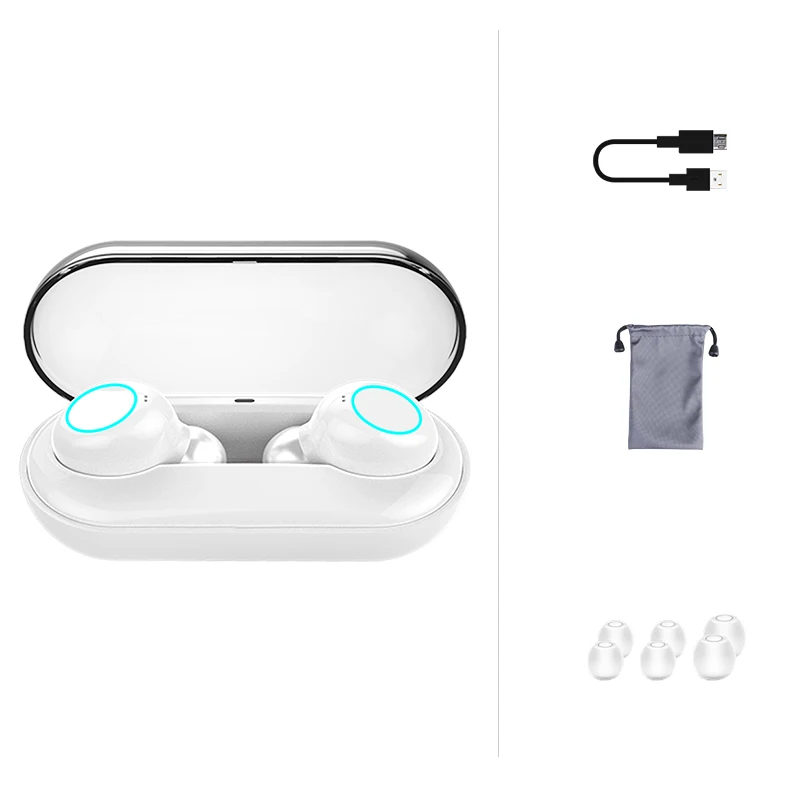 Bluetooth 5,0 TWS мини беспроводные наушники IPX8 водонепроницаемые Bluetooth наушники сенсорное управление Hifi беспроводные наушники гарнитура YZ205 - Цвет: full White