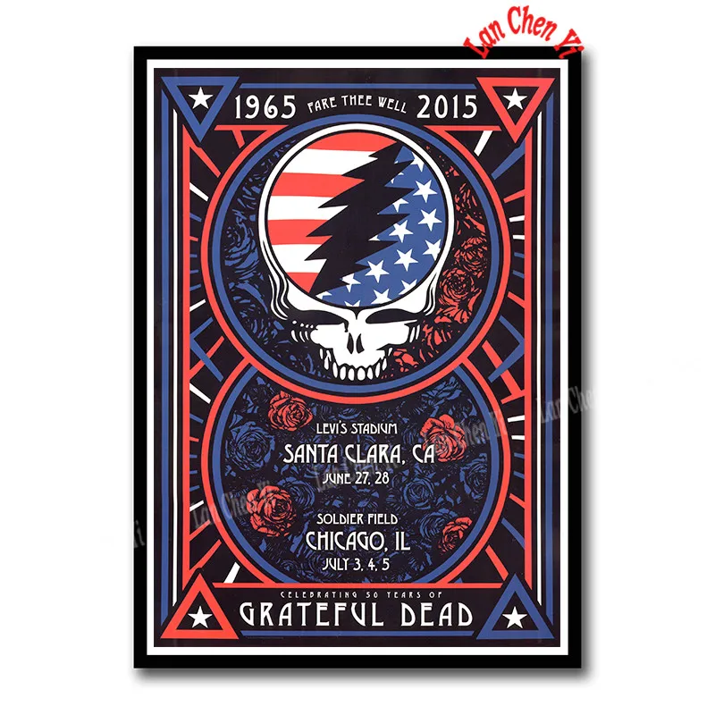 Темно-серый The Grateful Dead рок-музыка с покрытием бумажные плакаты настенные стикеры домашний Декор постер для бара/кафе 42*30 см - Цвет: Темно-серый