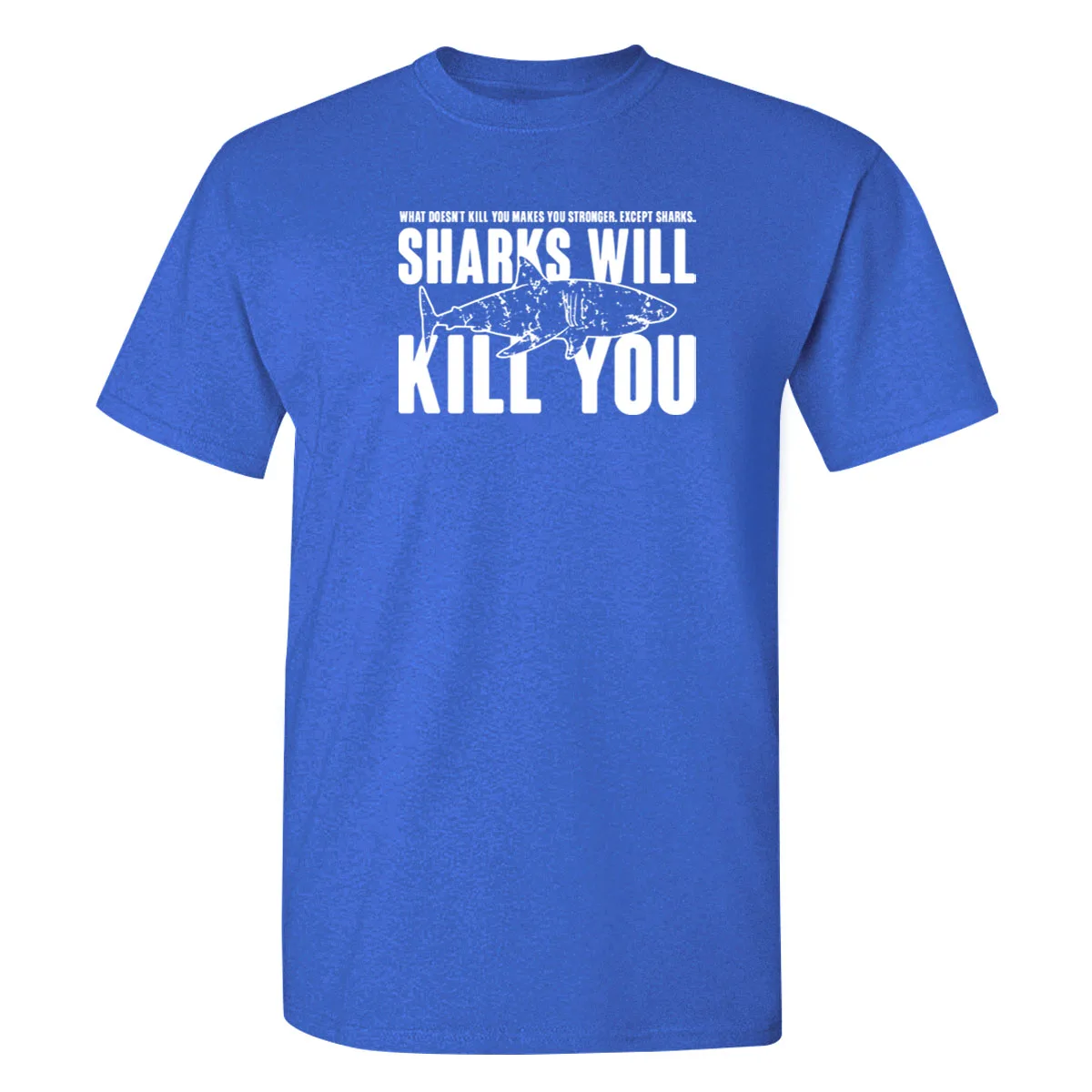 Футболка мужская с забавным принтом Shark WILL KILL YOU модный топ из чистого хлопка в