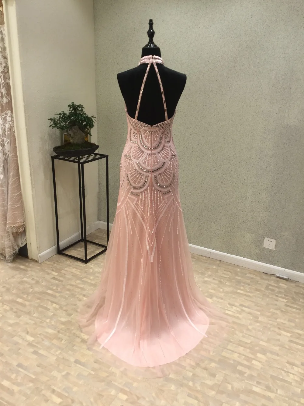 Vestidos de festa New Style Mermaid Prom Dresses 2020 High Neck Sleeveless Floor Length Beading Tulle Evening Dresses