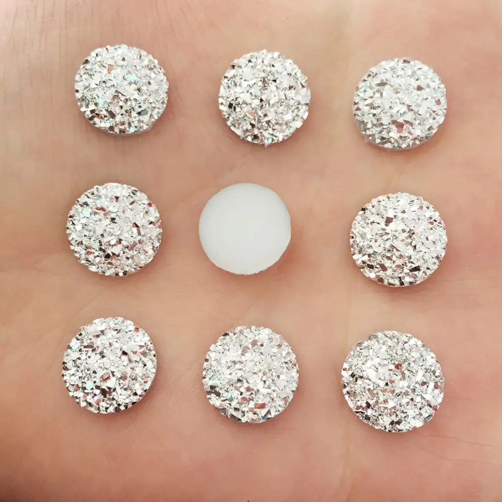 Silver 40 шт., блестящие стразы AB из смолы, 12 мм, руда, круглые с плоской задней стороной, скрапбук, сделай сам, аксессуары для изготовления ювелирных изделий, PD67 - Цвет: Silver
