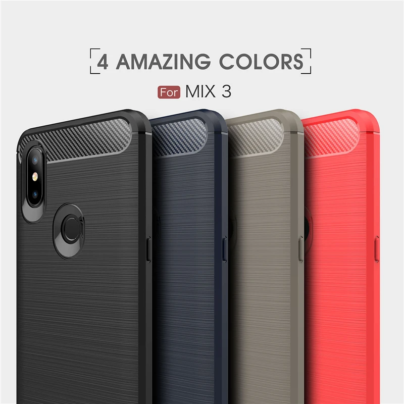 Carbon Fiber Phone Case For Xiaomi Mi Mix 3 6.39&quot Silicone Back Rubber Hybrid Cover Funda | Мобильные телефоны и