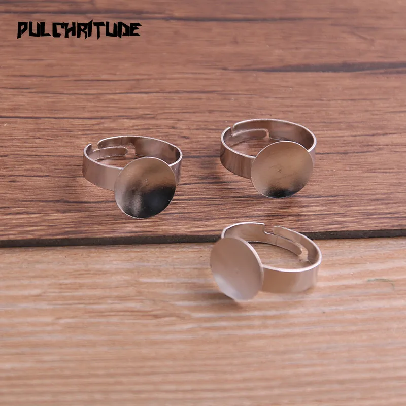 PULCHRITUDE 10 шт. Модные Простые серебро 4 Размеры 8/10/12/18 мм Регулируемые базовые кольца заготовки под Кабошон Кольца P6761
