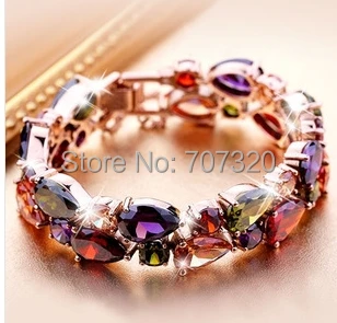 Высокое качество мода 18 K розовое золото позолота Мона Лиза циркон браслет для