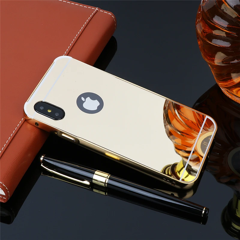 Роскошный Алюминиевый Чехол зеркальный чехол для iPhone X Xr Xs Max 5 5s 5c 6 6S 7 8 Plus задняя