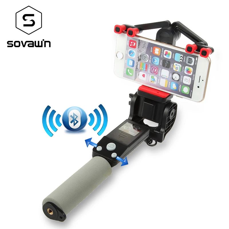 Black Sovawin умная Беспроводная Bluetooth селфи-палка, Электрический раздвижной монопод с поворотом на 360 градусов, универсальный для смартфона - Цвет: Black